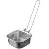Stainless steel scooping spoon for household kitchen, used for scooping noodles, frying, draining oil, thickened filter screen, folding handle, square strainer spoon Item Picture